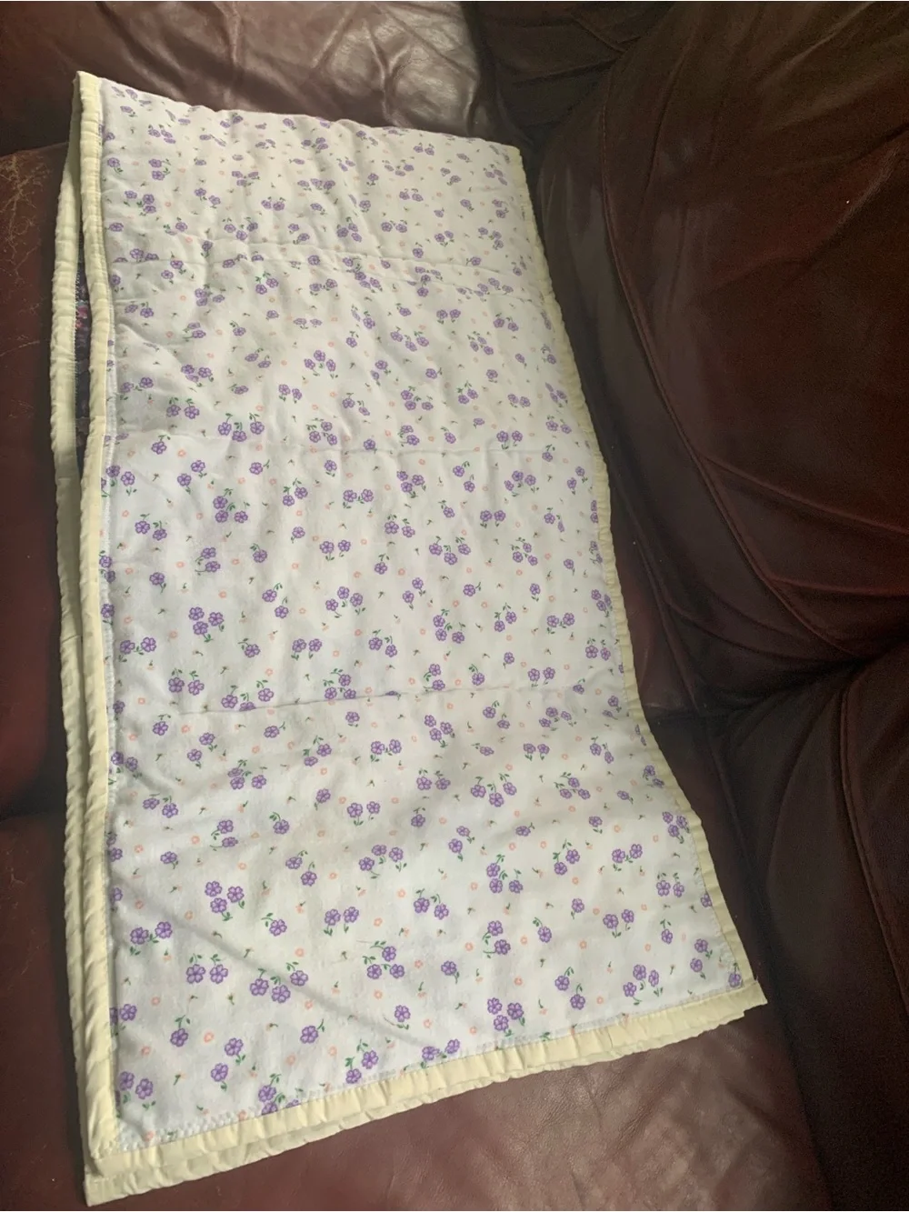 Handmade Purple Patchwork Table Runner | 68x15 Quilted Dresser Scarf Cottagecore